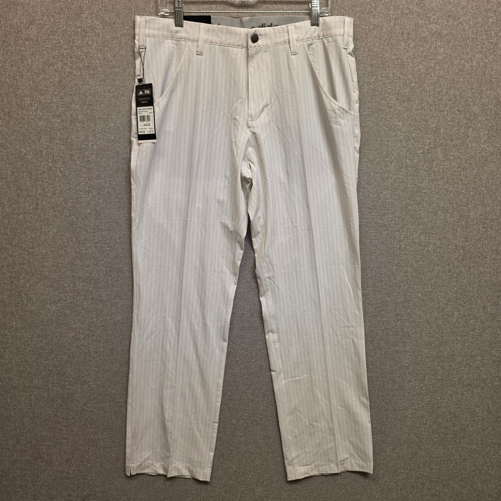 Adidas Ultimate Golf Pants Mens 34x32 White Stone Tapered Fit Chevron